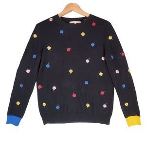 Chinti & Parker Black Sweater with Multicolor Floral Accents